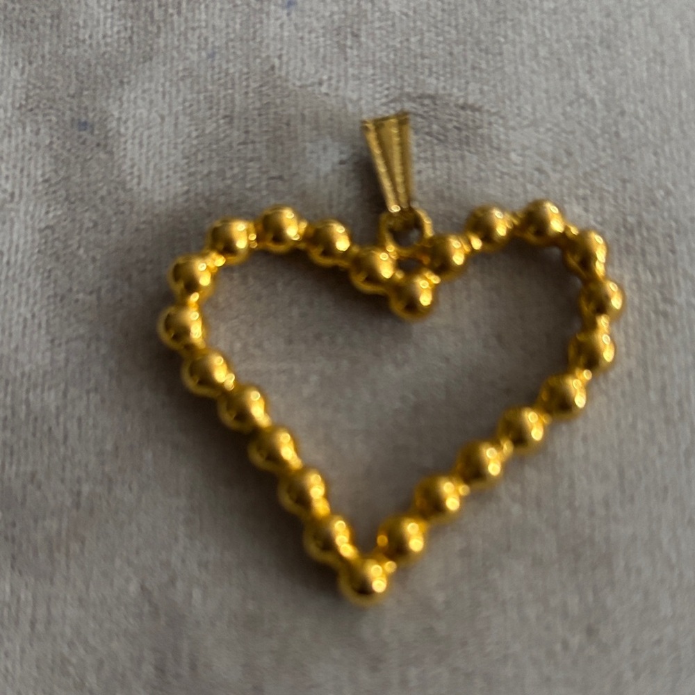 Gold Beaded Heart Necklace